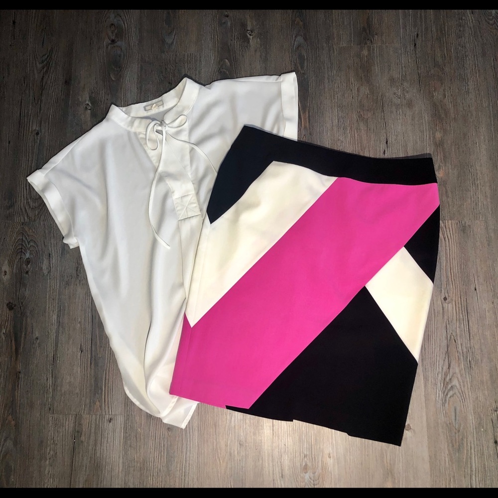 Pink, Black & White Skirt by Nine West